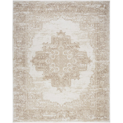 Burnie Oriental Ivory/Beige Area Rug