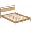 Structure de grand lit avec tête de lit en rotin, pieds en bois massif-132963551