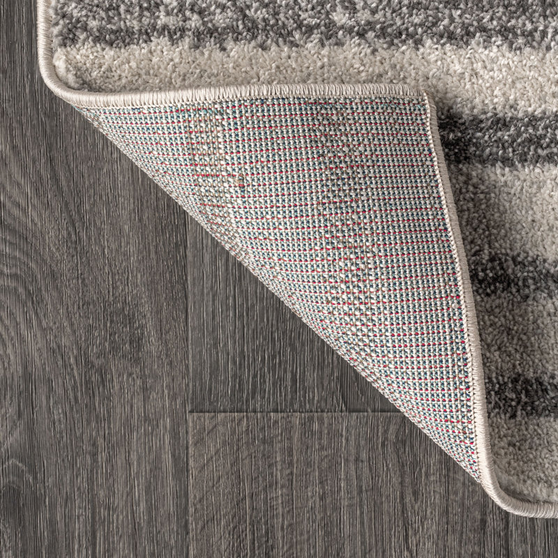 Tapis rayé gris / crème Phares, Tapis de couloir 2 pi 3 po x 8 pi