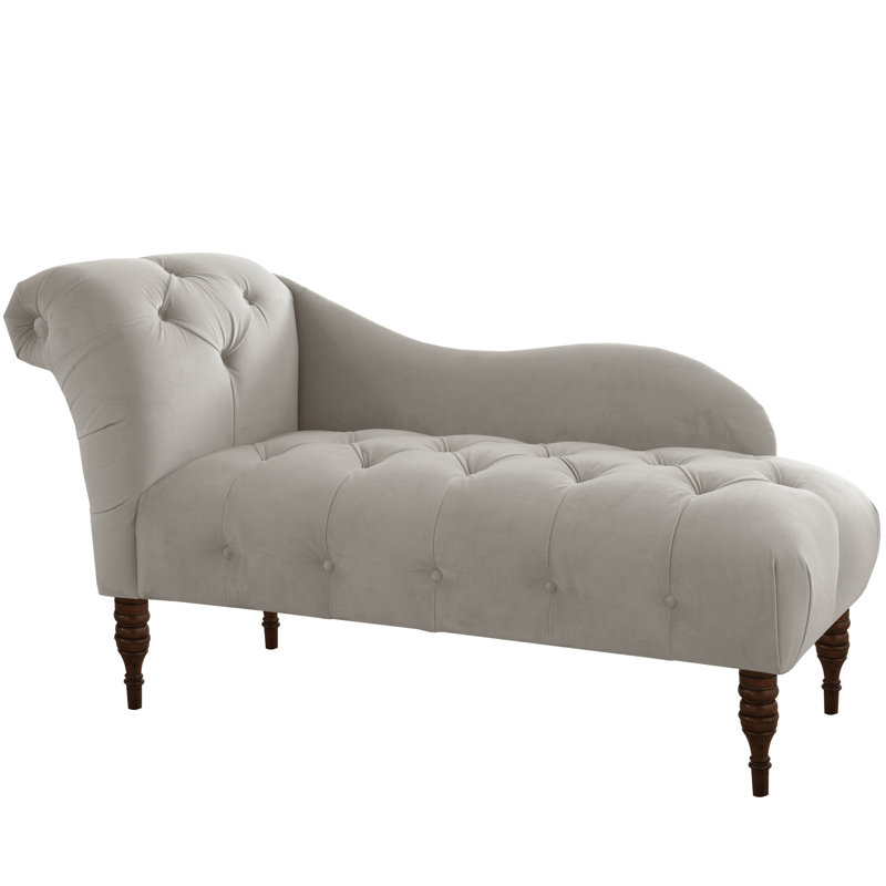 Chaise longue à accoudoirs roulés Angelica, Velours performance gris clair Bella