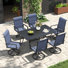 59''L x 38''W Dining Table with Umbrella Hole and 6 Padded PVC-coated polyester Swivel Chairs | Sturdy Outdoor Dining Set for Patio
