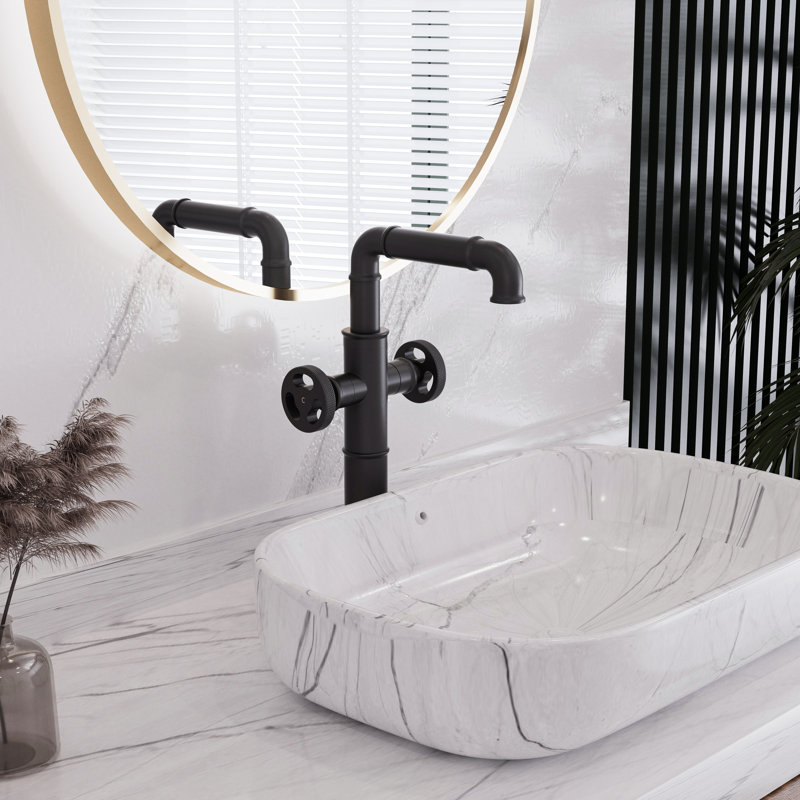 Robinet pour salle de bain à poignée ronde Roind, Noir mat