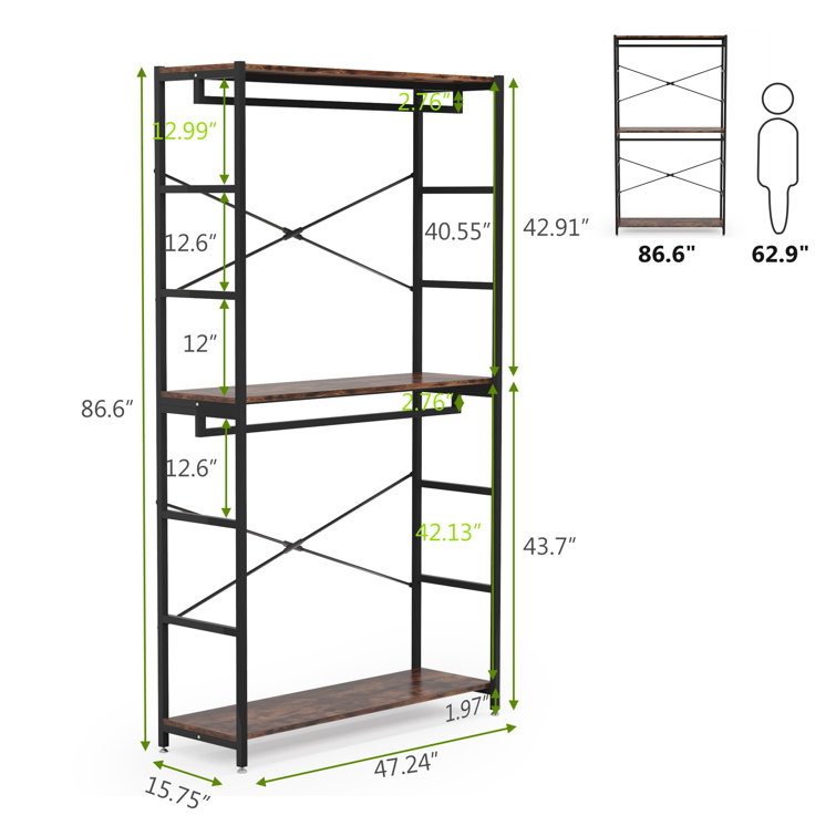 17 Stories Benco 86 Tall Freestanding Closet Clothes Shelf