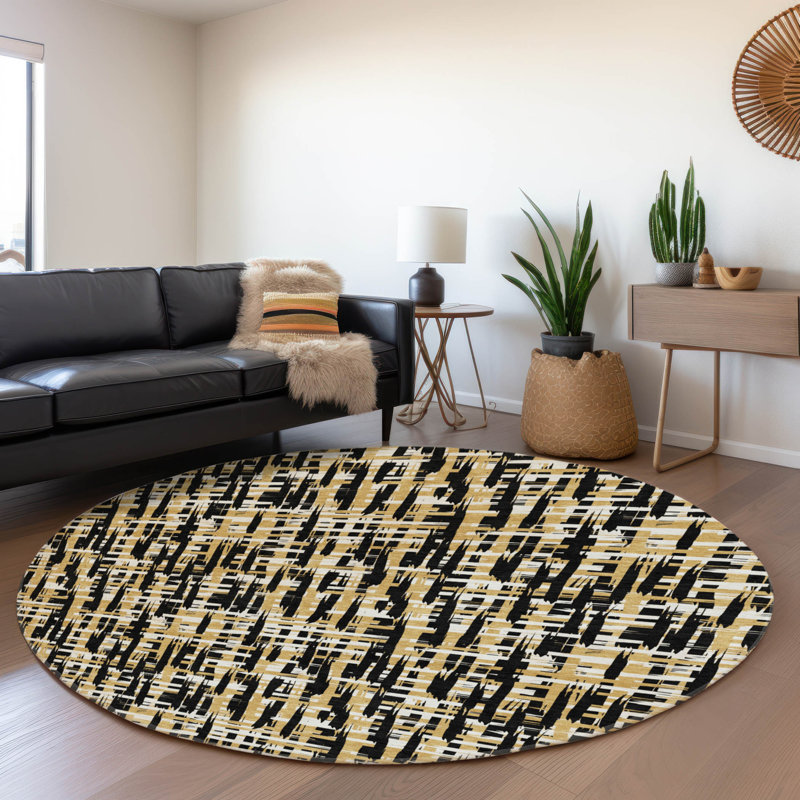 Premium Machine Washable Cossette AMF1060 Lines Rug, Round 8'