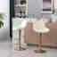 Tabouret de bar chromé à hauteur réglable en velours et repose-pieds chromé, ensemble de 2-931482762-931482760