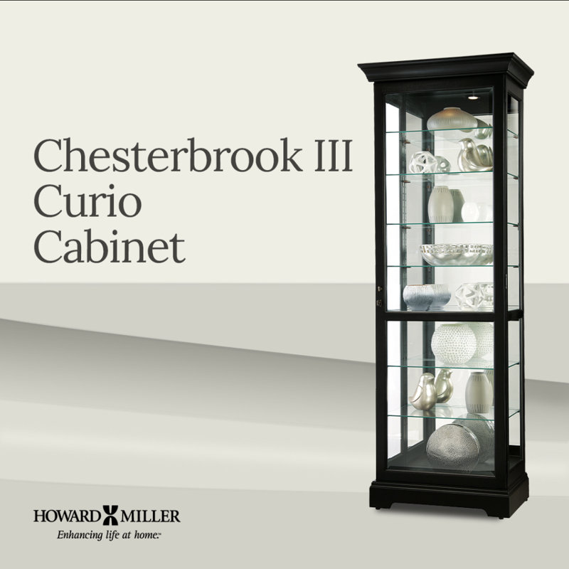 Chesterbrook Lighted Curio Cabinet, Black Satin