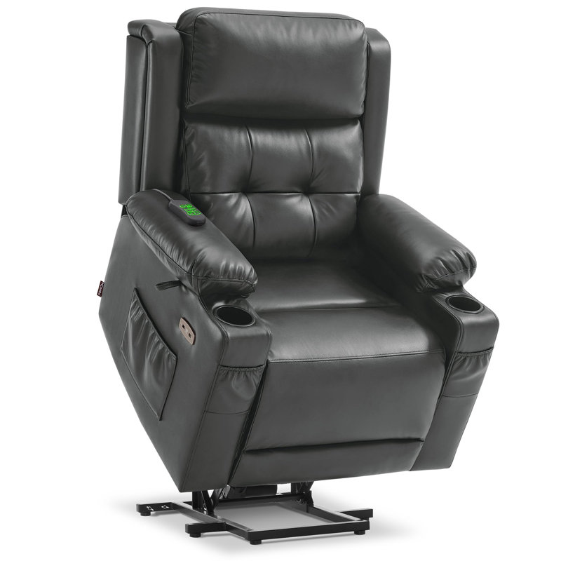 Fauteuil inclinable lève-personne chauffant Coolkeeran, Similicuir gris foncé