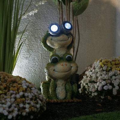 Statue solaire grenouilles jumelles solaires