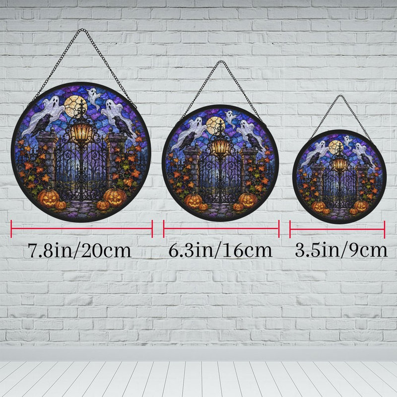 Panneau de vitrail Halloween pour fenêtre, 3,5 x 3,5 po (9 x 9 cm)