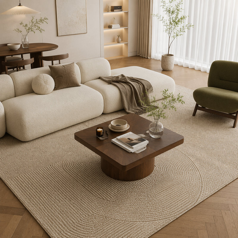 Table basse carrée 34,6 "pour le salon, Noyer