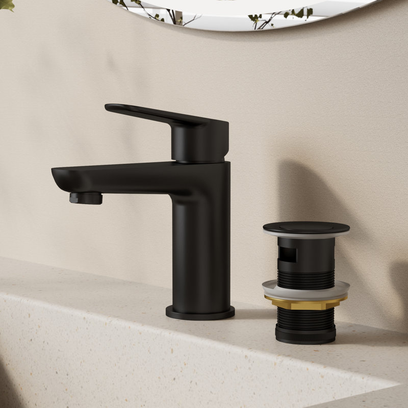 EVERSTEIN Basin Mixer Tap with Pop-Up Waste, Matte Black