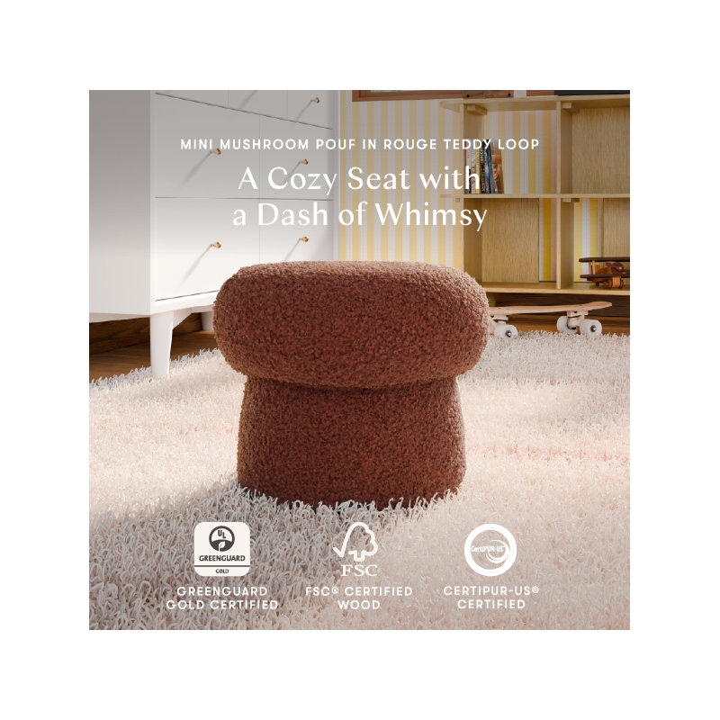 Mini Mushroom Pouf, Rouge Teddy Loop