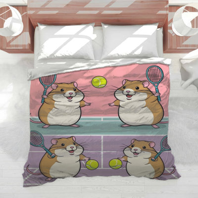 Édredon hamsters jouant au tennis