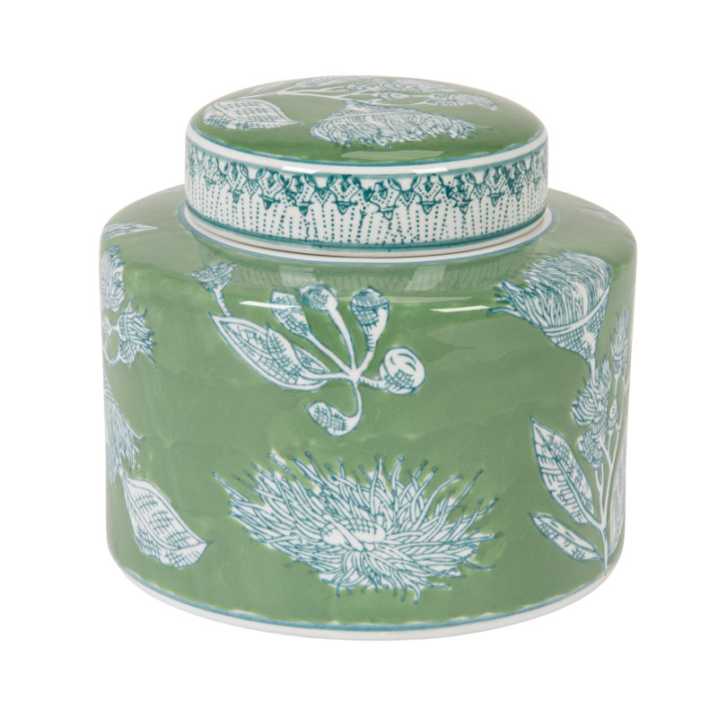 Decorative Round Ceramic Ginger Jar With Lid