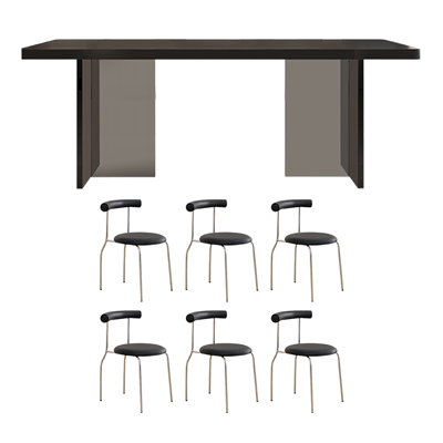 Black Minimalist Slate Dining Table