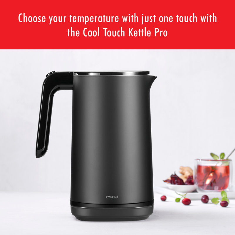 Zwilling Enfinigy 1.59-qt Cool Touch Stainless Steel Pro Electric Tea Kettle, Black