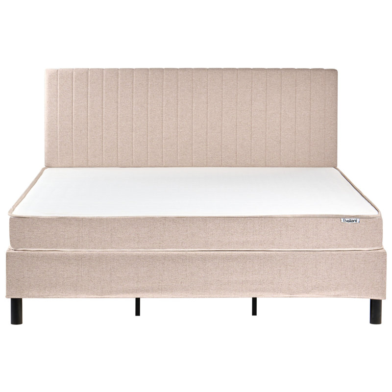 Upholstered Fabric Bed with Mattress, Super King (6'), Beige
