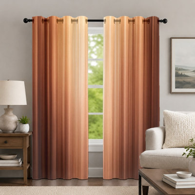 2Pcs rideaux à dégradé brun, rideau de style dégradé, rideaux à oeillets à rayures verticales et tons de terre modernes, habillage de fenêtre pour le décor de la chambre à coucher