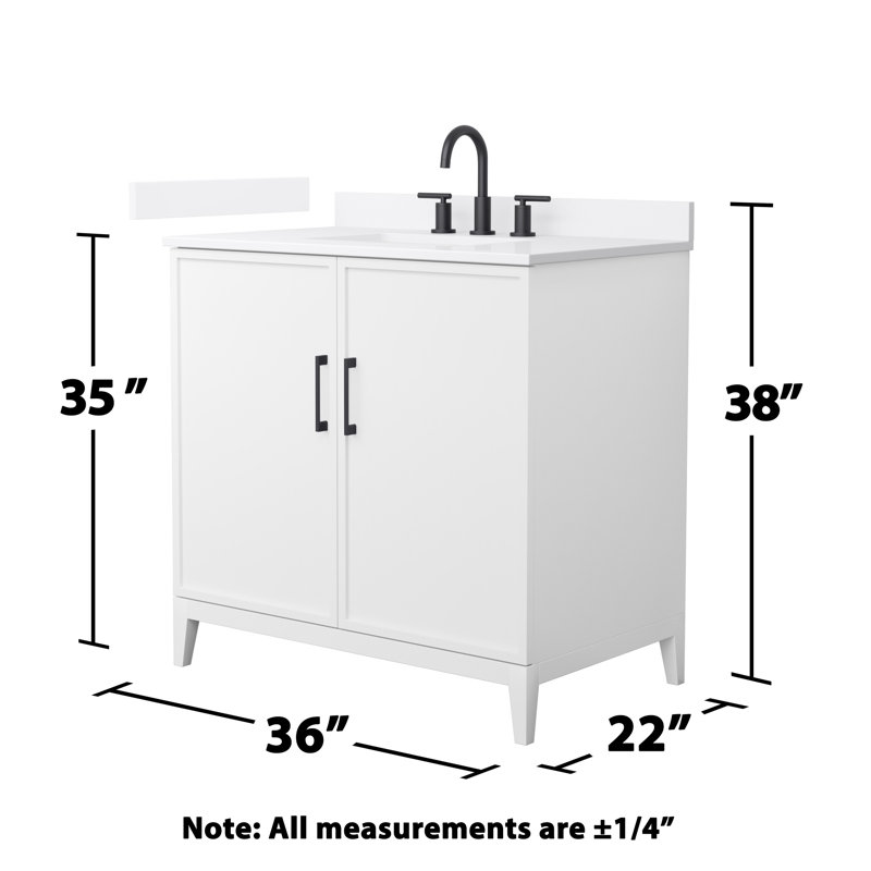 Elan 36'' W Vanity, White, Matte Black, 8" Center