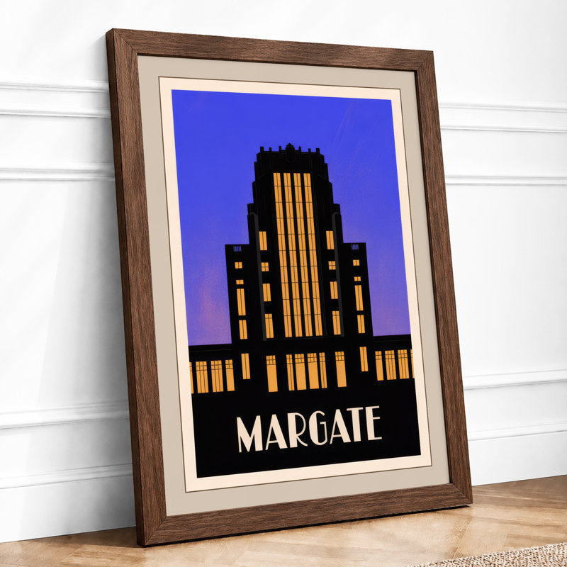 Margate Tower Art Deco - Framed Print, A2 - 59.4 x 42.0 cm, Walnut