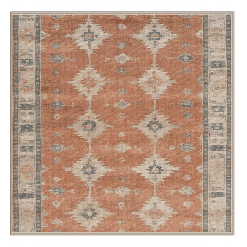 Machine Washable Overdyed Brown Area Rug, Square 7'