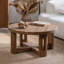 Table basse ronde en bois massif rétro noyer