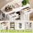 Laundry Hamper Cabinet, Removable Laundry Baskets on Wheels, Wooden Hidden Trash Can Cabinet with 2 Drawers and 3 Open Compartments, for Laundry Room