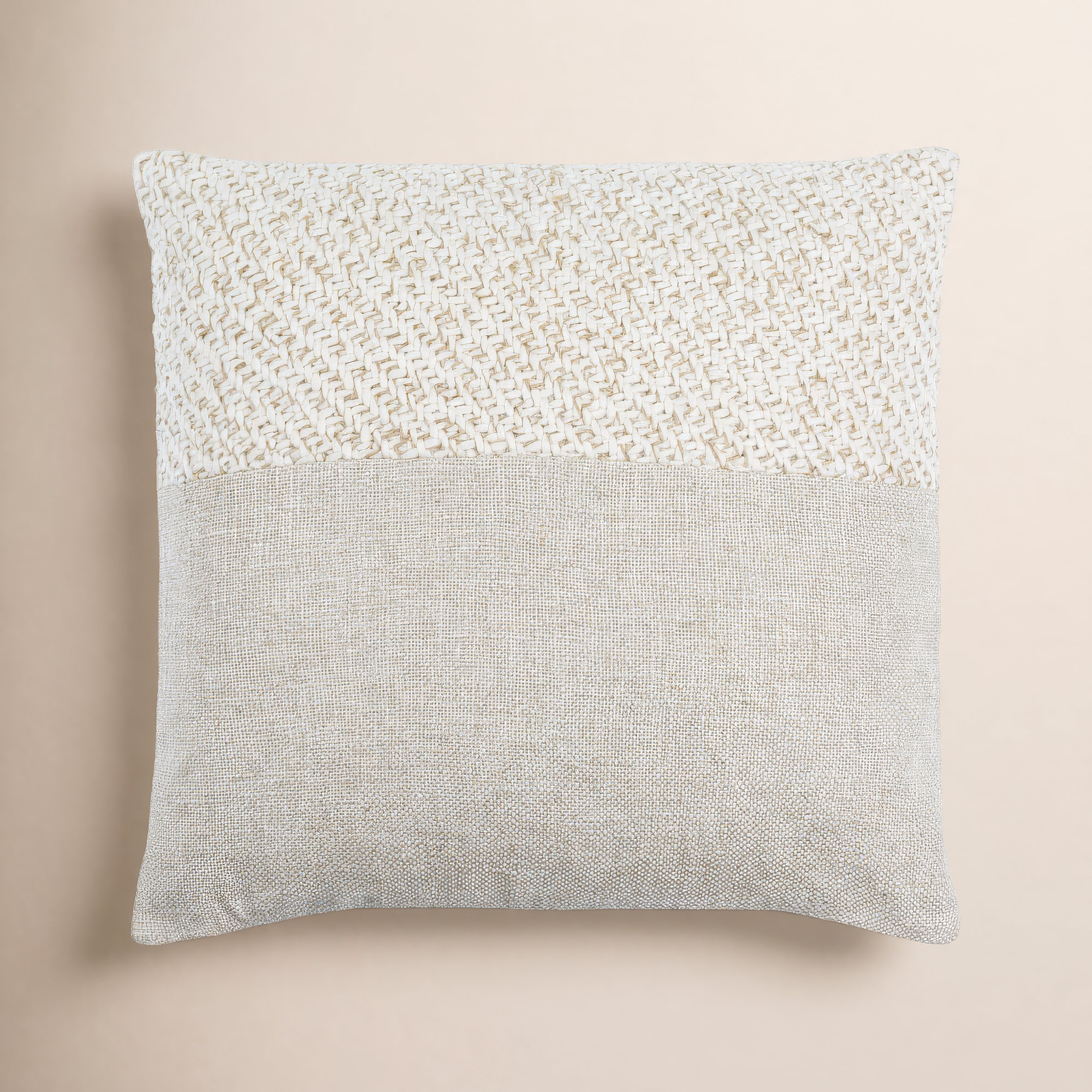 Arlington Linen Throw Pillow, Polyester/Polyfill, 18" x 18", Cream/Beige