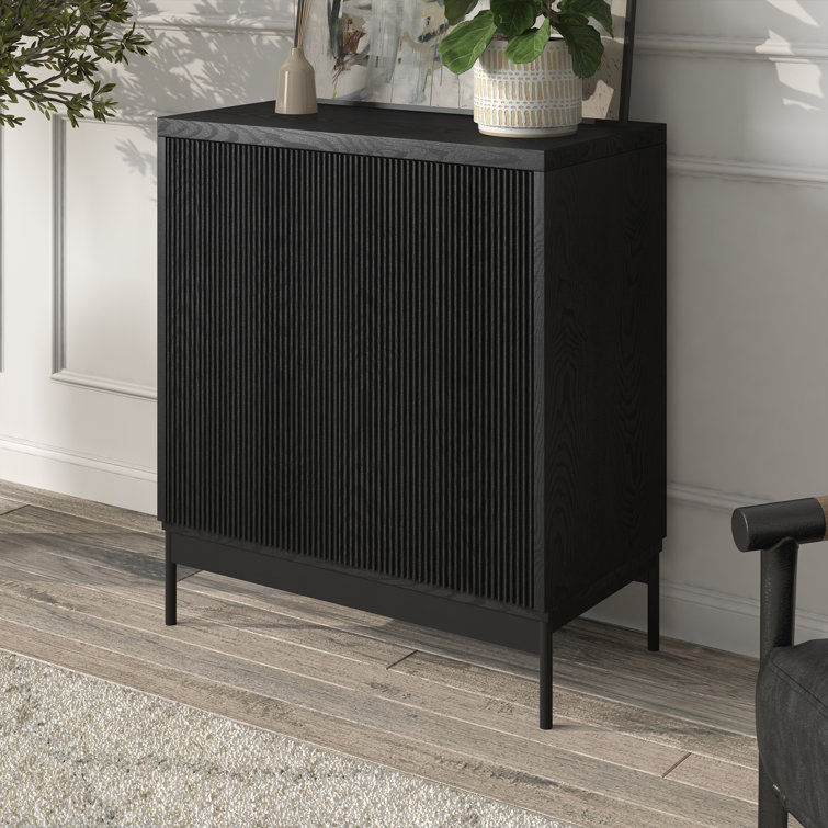 Holz Stainless Steel 2 - Door Rectangle Accent Cabinet