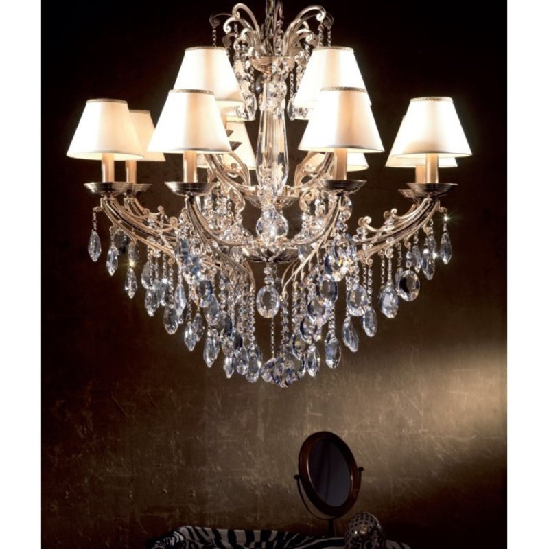 Lustre suspendu à 8 lumières Kelechi, Nickel brossé, Noir, noir, noir, noir
