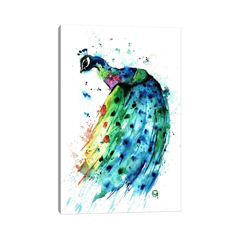 Proud Peacock by Lisa Whitehouse - Wrapped Canvas Gallery-Wrapped Canvas Giclée, 20.32 cm H x 30.48 cm W