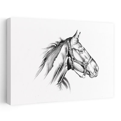 Profil de cheval majestueux, affiche murale contemporaine élégante et réaliste.
