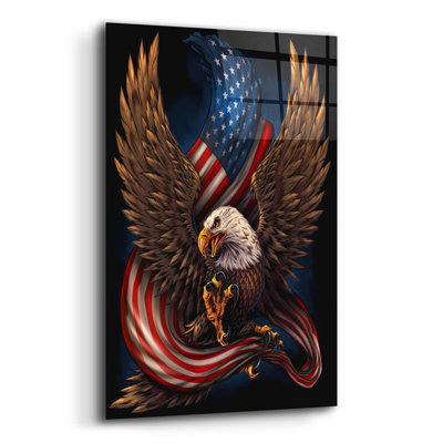 Red Barrel Studio® «Eagle and Flag» par Flyland Designs, art mural en verre acrylique,