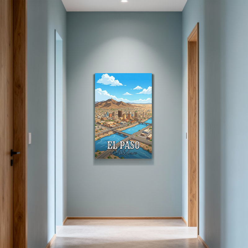 Paysages pittoresques et urbains El Paso avec rivière et montagnes