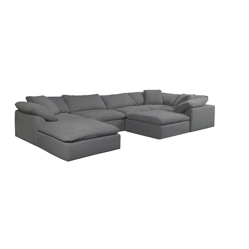 Canapé modulaire de coin surdimensionné de 176 po avec 2 repose-pieds Mielke | , Gris