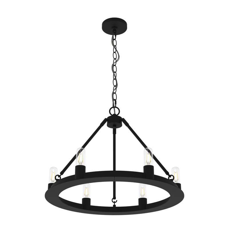 Hunter Saddlewood 6 Light Chandelier Ceiling Light Fixture, Black Iron
