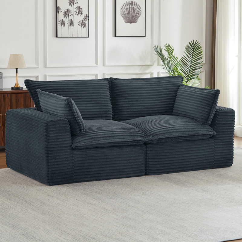 Causeuse, canapé modulaire désossé pour le salon, canapé modulaire moderne surdimensionné, Gris foncé