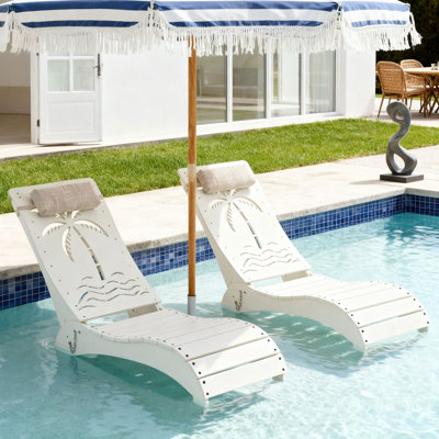 dans les chaises longues de piscine, ensemble de 2 chaises longues en PEHD pour tablette jusqu'à 9 pouces, résistant à la décoloration, dossier réglable à 3 positions avec appui-tête, chaise longue de piscine ergonomique
