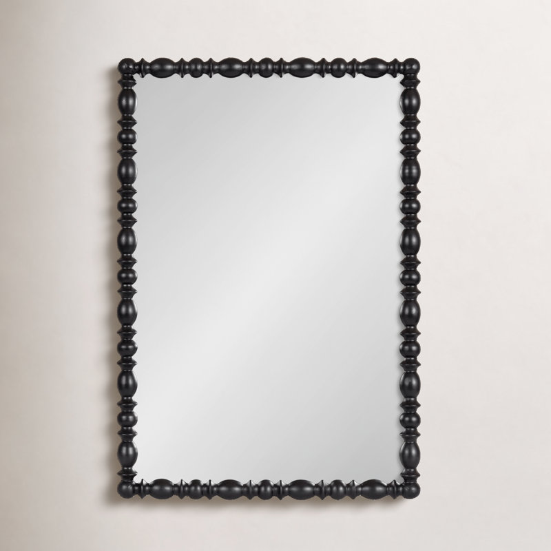 Miroir rectangulaire en bois festonné, Bois manufacturé, Noir, noir, noir, noir, 33.5" x 23"