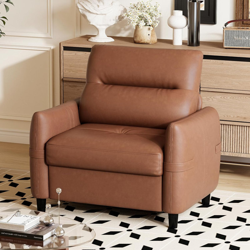 Fauteuil moderne en similicuir 35 po, Brun