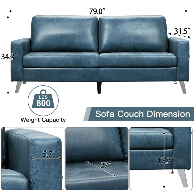 Hannalise Upholstered 79'' Sofa, Navy