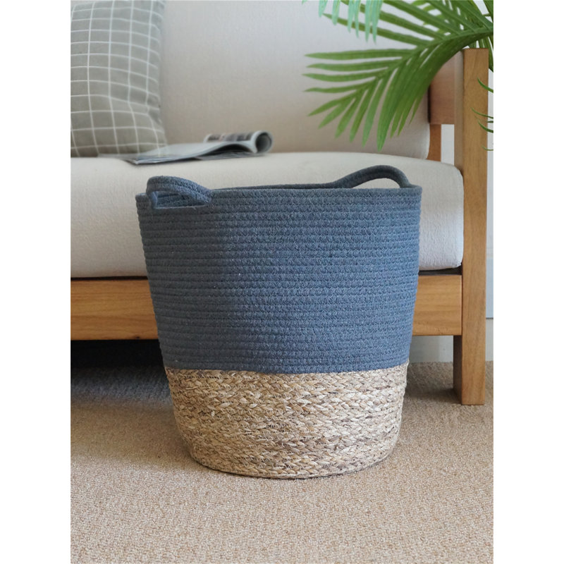 Fabric Laundry Hamper with Handles, Blue