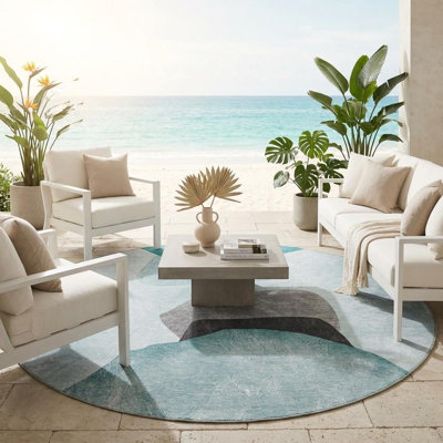 Tapis extérieur rond lavable antidérapant 8 pi