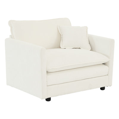 Fauteuil d'appoint 2 chaises, fauteuils rembourrés en chenille blanche, sièges latéraux de salon avec coussin, structure en bois massif, matériau respirant, rembourrage en éponge pour la détente 2 dans les fauteuils hauts blancs