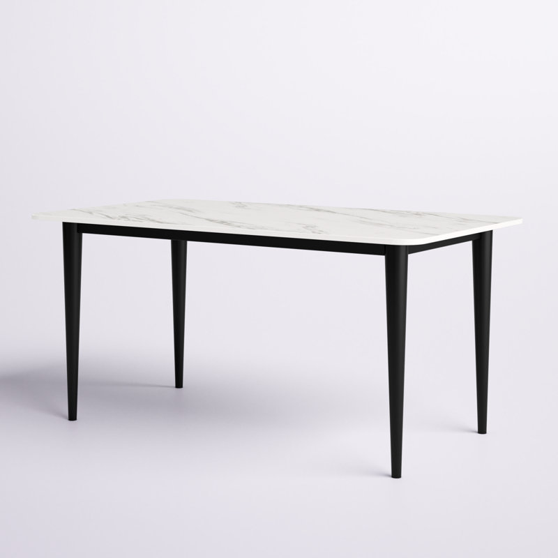 Arlynes Rectangular Stone Top with Iron Base Dining Table