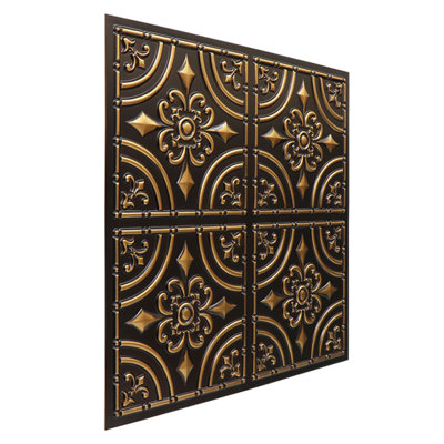 Wrought Iron 2 Ft. X 2 Ft. Glue-Up PVC Ceiling Tile