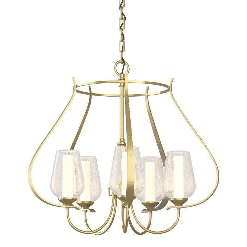 Lustre géométrique à 5 lumières Flora, Fumée foncée, Opale et verre bullé