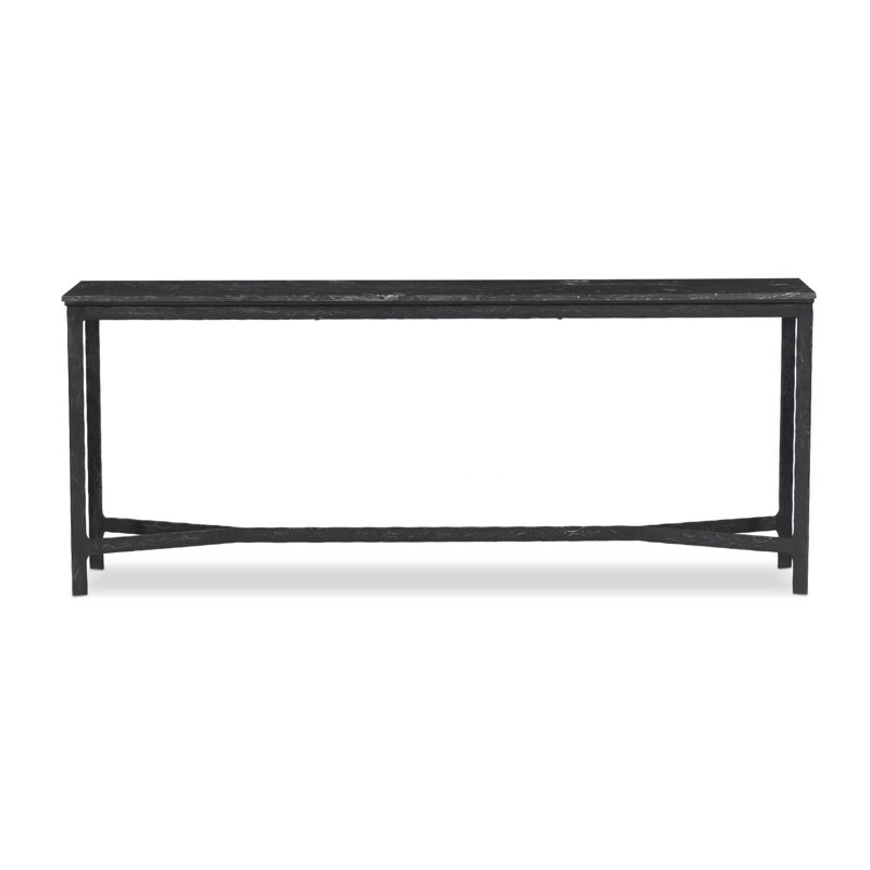 Robles Console Table-Charcoal Marble, Charcoal Marble, Hammered Black Iron