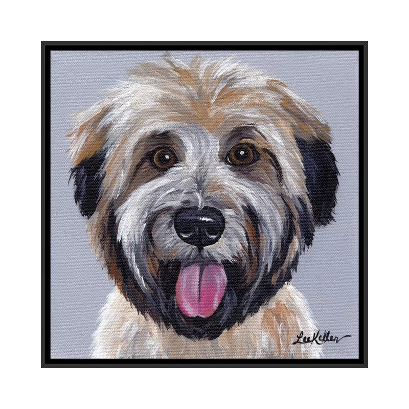 Wheaten Terrier III, H 18 po x l 18 po x P 1,5 po, Toile avec cadre noir, Pas de tapis