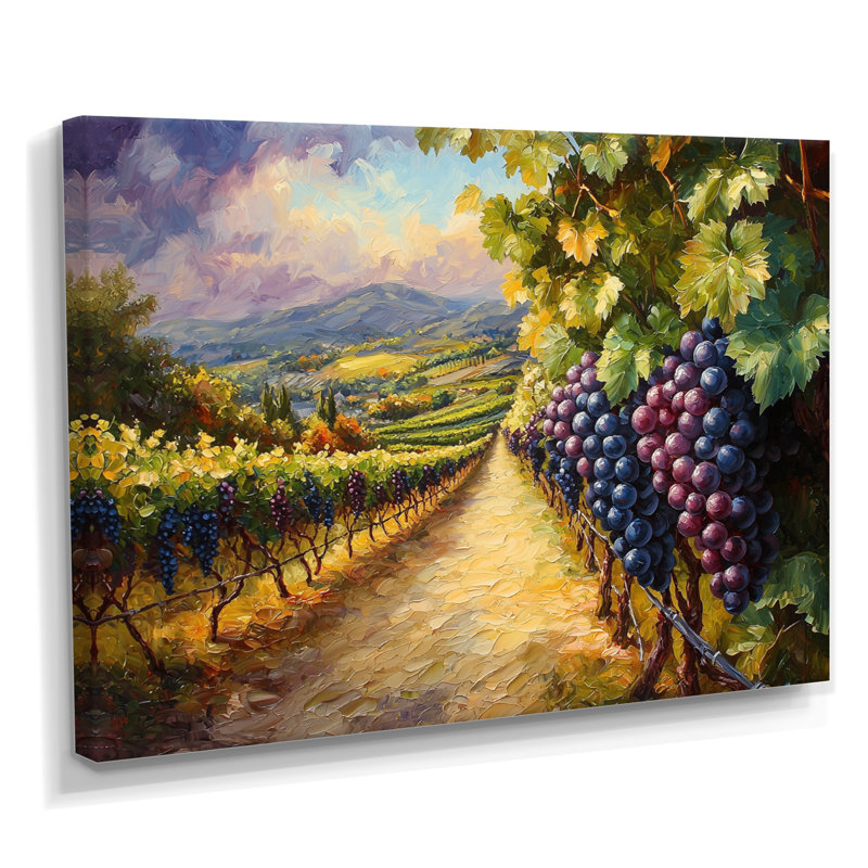 Vineyard In California Summer II - Vineyard, art mural, H 24 po x l 32 po, Toile tendue sur cadre, Ne s’applique pas